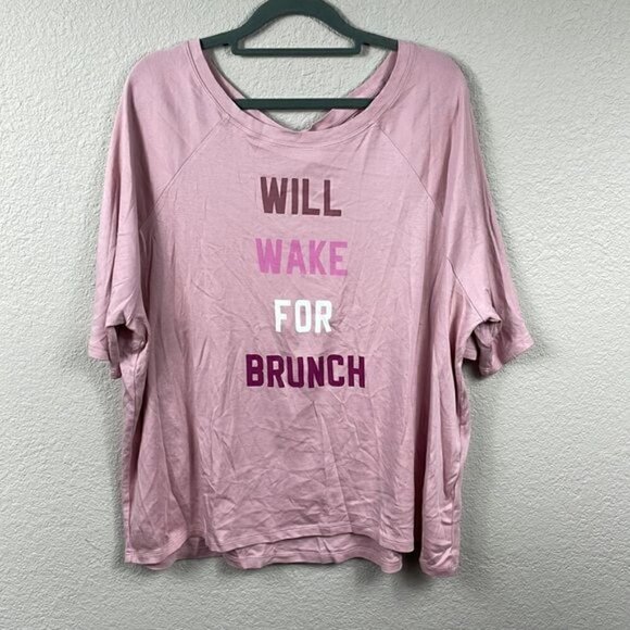 NWT Fabletics Quinn Will Wake For Brunch Short Sleeve Tee T Shirt Dusty Pink XXL - Picture 3 of 10
